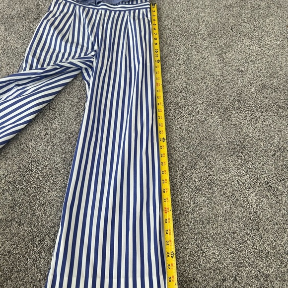 J. Crew One Shoulder Ruffle Jumpsuit Blue White Stripe 100% Cotton Size US 4 - Picture 8 of 16